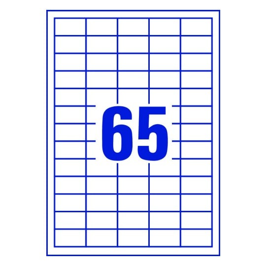65 st. etiketter per ark.