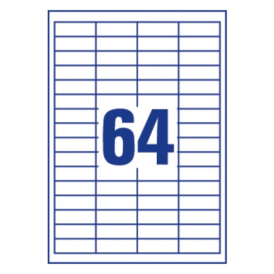64 st. etiketter per ark.