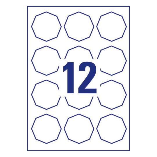 12 st. etiketter per ark.