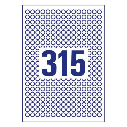 315 st. etiketter per ark.