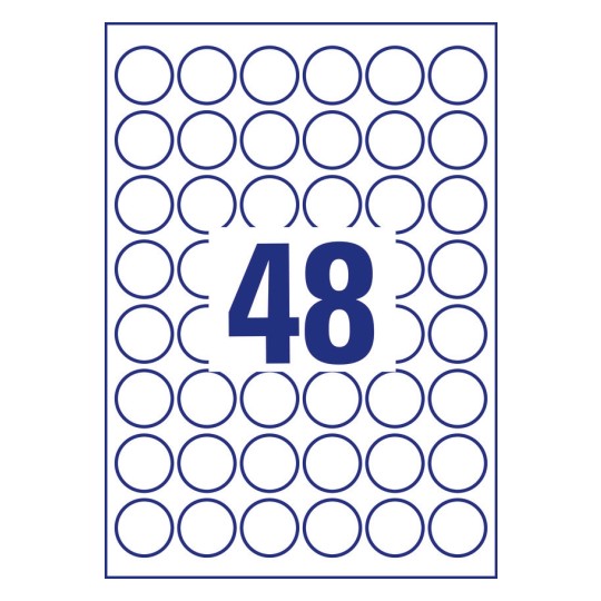 48 st. etiketter per ark.