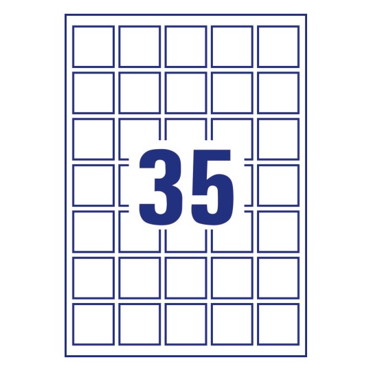 35 st. etiketter per ark.