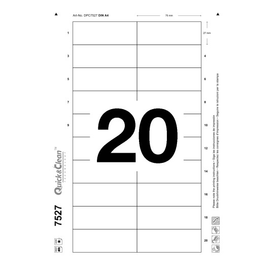 20 st. etiketter per ark.
