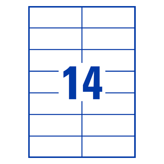 14 st. etiketter per ark.
