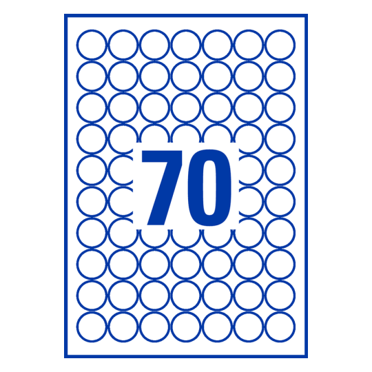 70 st. etiketter per ark.