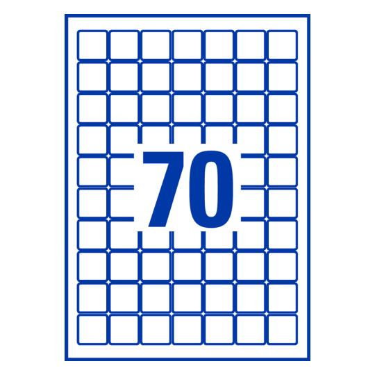 70 st. etiketter per ark.