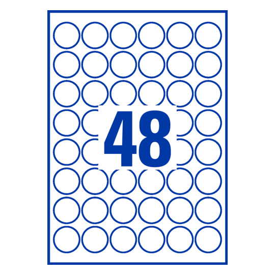 48 st. etiketter per ark.