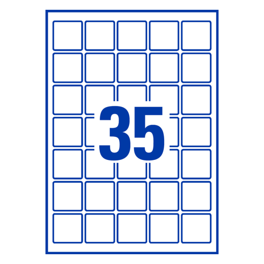 35 st. etiketter per ark.
