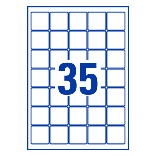 35 st. etiketter per ark.
