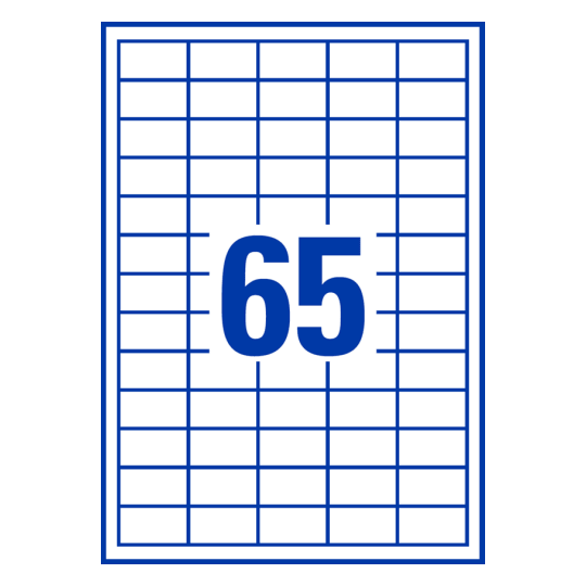 65 st. etiketter per ark.