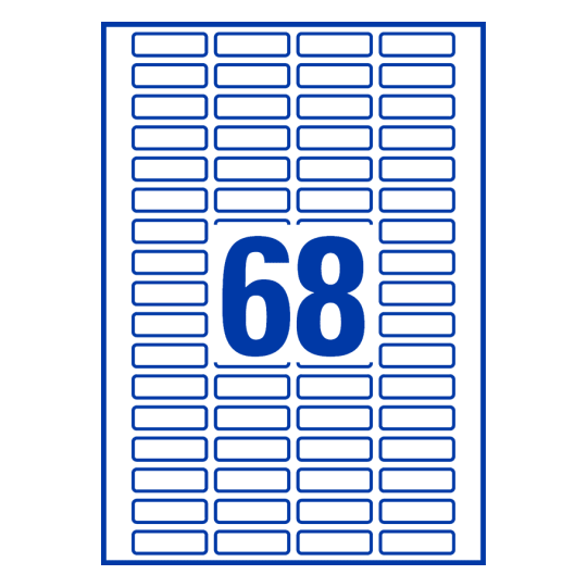 68 st. etiketter per ark.