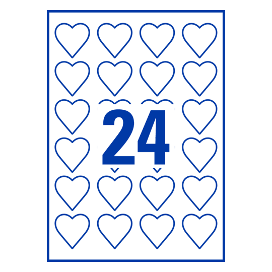 24 st. etiketter per ark.