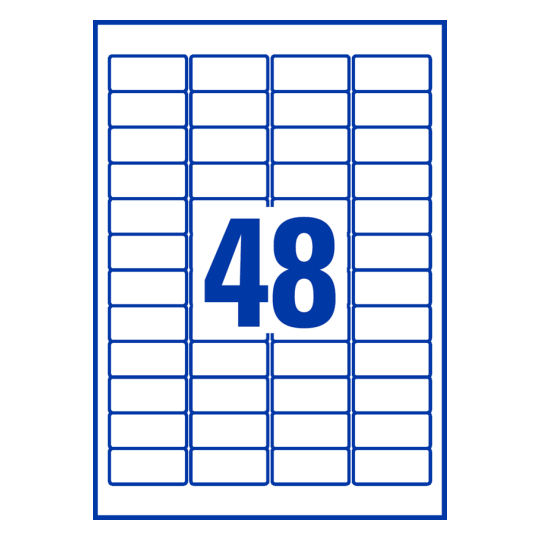 48 st. etiketter per ark.