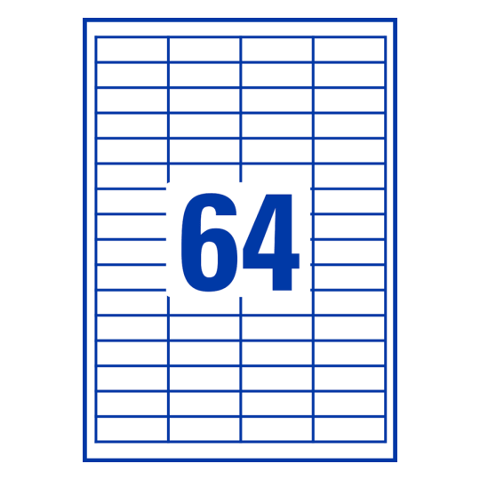 64 st. etiketter per ark.