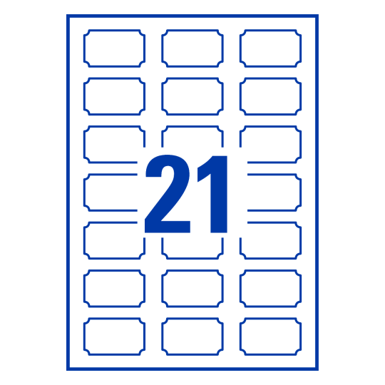 21 st. etiketter per ark.
