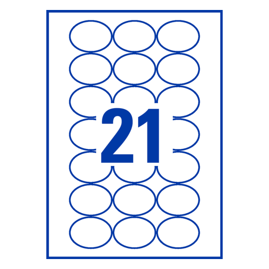 21 st. etiketter per ark.