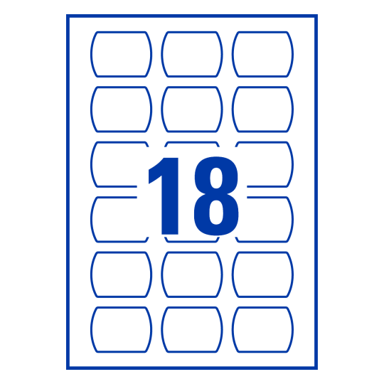 18 st. etiketter per ark.