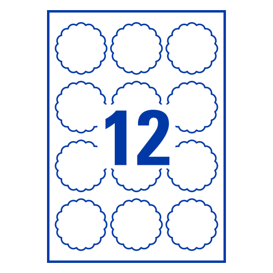 12 st. etiketter per ark.