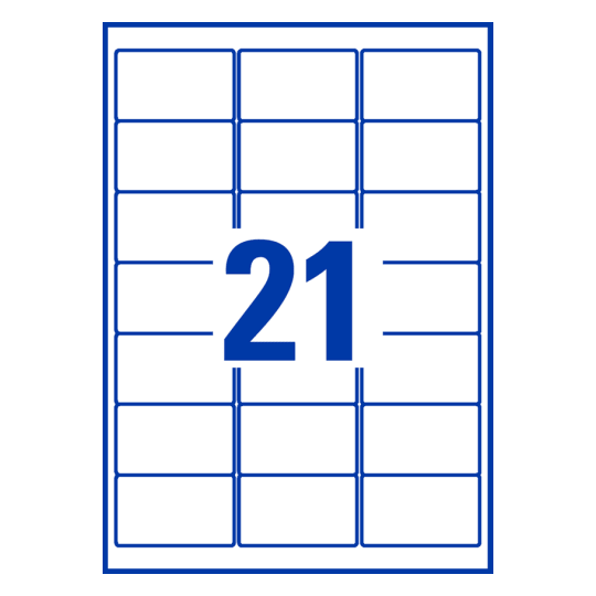 21 st. etiketter per ark.