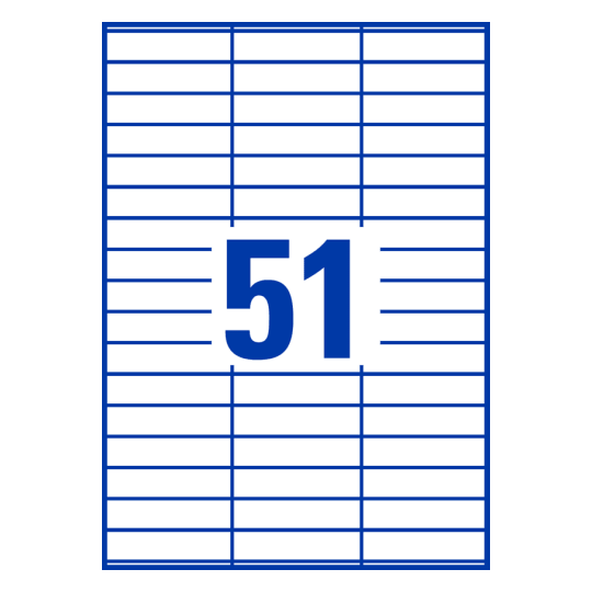 51 st. etiketter per ark.