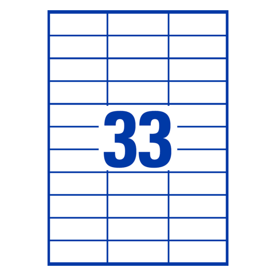 33 st. etiketter per ark.