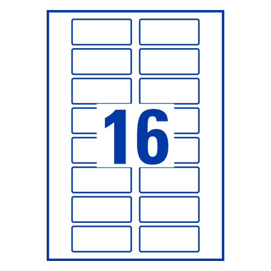 16 st. etiketter per ark.