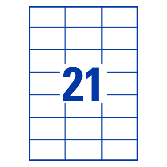 21 st. etiketter per ark.