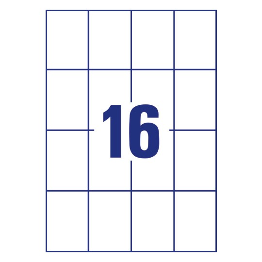 16 st. etiketter per ark.