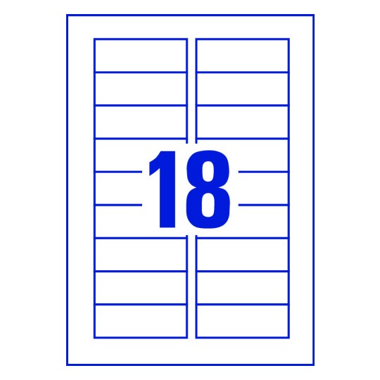 18 st. etiketter per ark.