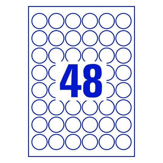 48 st. etiketter per ark.