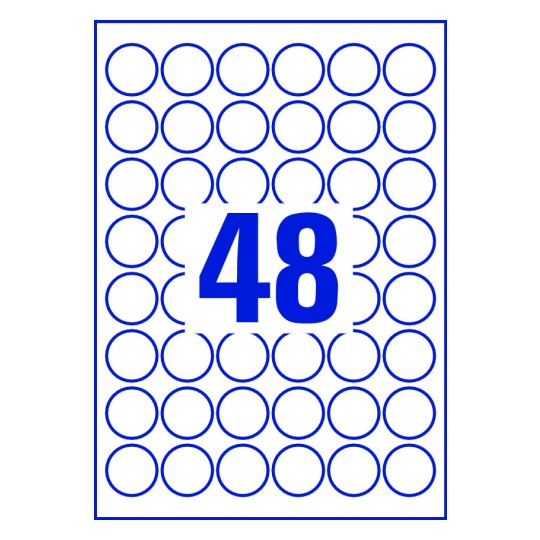48 st. etiketter per ark.
