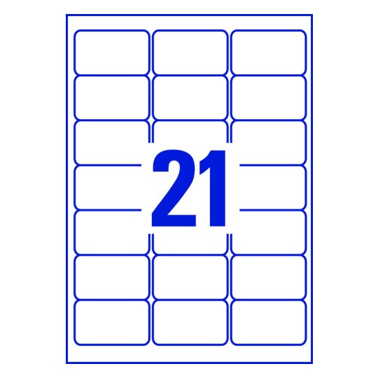 21 st. etiketter per ark.