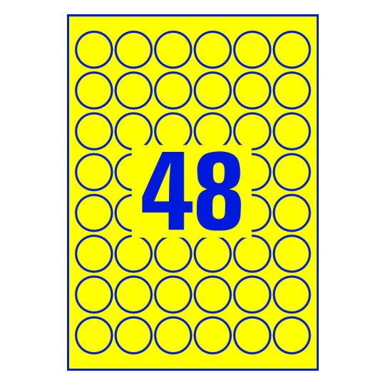 48 st. etiketter per ark.