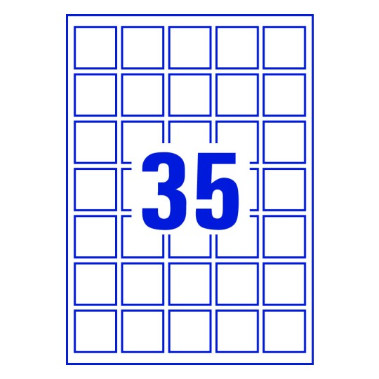 35 st. etiketter per ark.