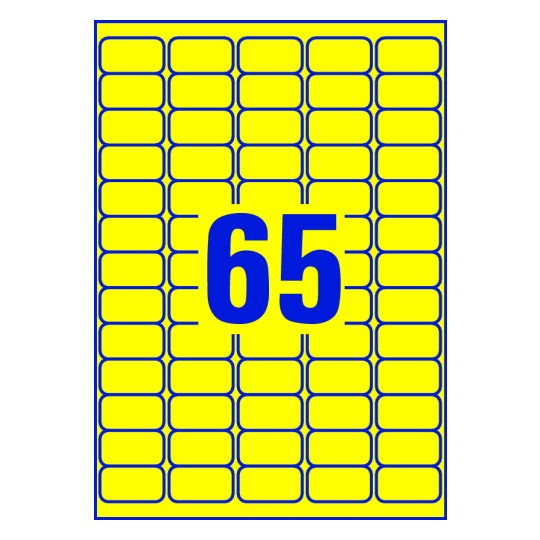 65 st. etiketter per ark.