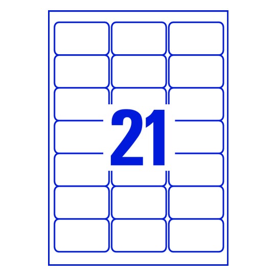21 st. etiketter per ark.
