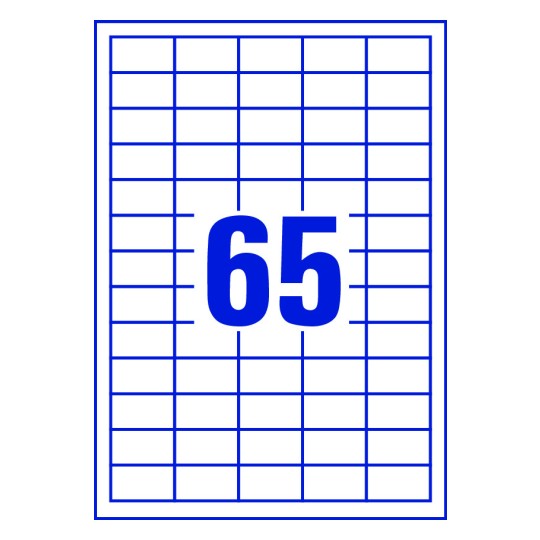 65 st. etiketter per ark.