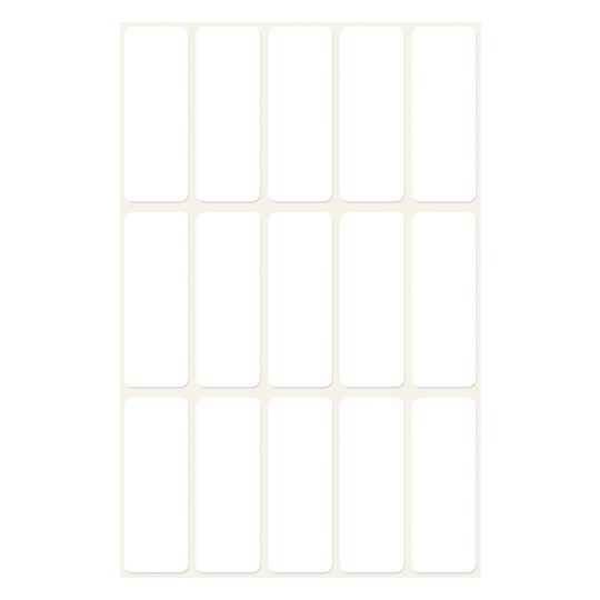 Illustration Enskilt ark, Artikel: 3076, Mångsidiga etiketter, Format: 38 x 14 mm, 15 etiketter/ark?