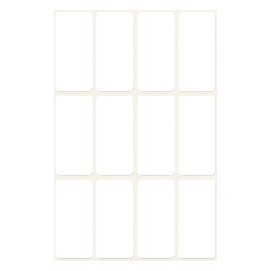 Avbildning av enkelark, artikel: 3077, multifunktionella etiketter, format: 38 x 18 mm, 12 etiketter/ark?