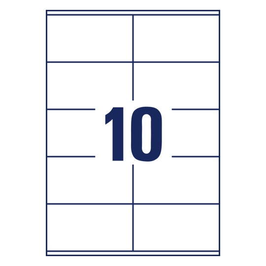 Stansritning enkla ark A4, Artikel: 3425, Universaletiketter, Format: 105 x 57 mm, 10 etiketter/ark.