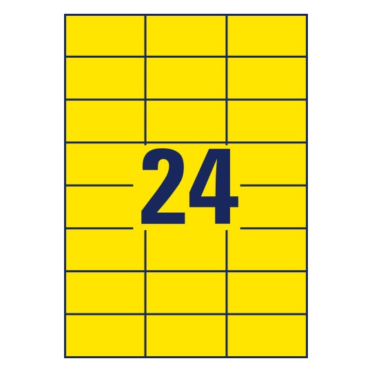 Stansritning Enkelark A4, Artikel: 3451, Färgade etiketter, Format: 70 x 37 mm, 24 etiketter/ark?
