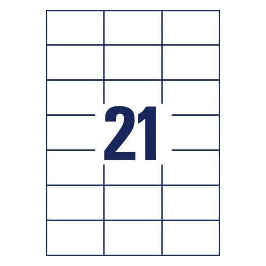 Stansritning enkelark A4, Artikel: 3652, Universaletiketter, Format: 70 x 42,3 mm, 21 etiketter/ark?