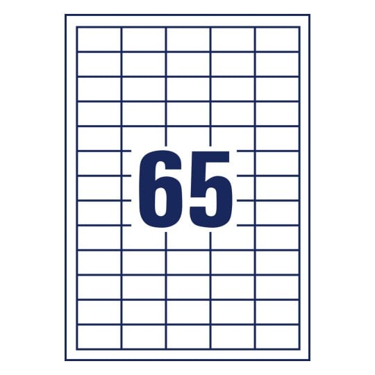 Stansritning Enkeltark A4, Artikel: 3666-10, Etiketter, Hemmakontor, Småförpackning, Format: 38 x 21,2 mm, 65 etiketter/ark.