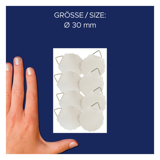 Storleksjämförelse med hand, Artikel: 3732, ett ark bildhängare, Format: 85 x 160 mm, Färg: Vit?