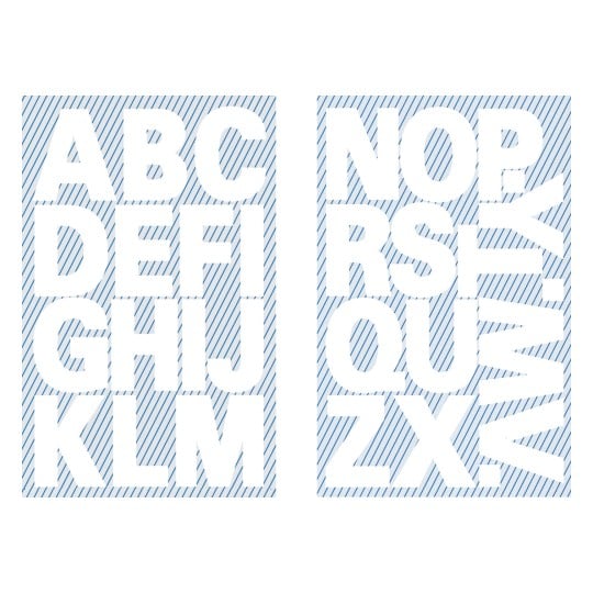 Bild enkelblad, artikel: 3786, bokstavsetiketter, format: 85 x 160 mm, 14 klistermärken/blad?