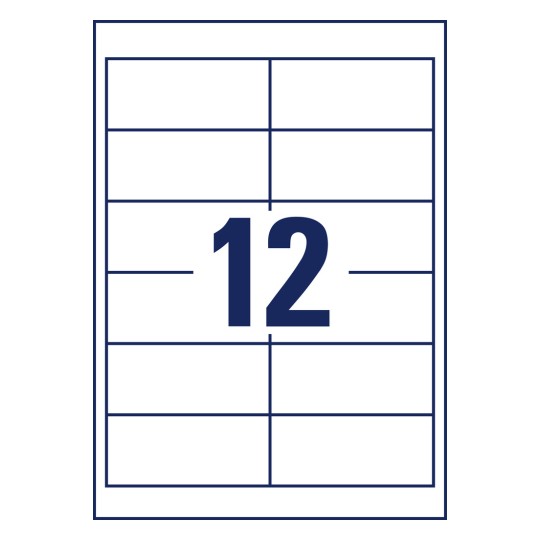 Stansritning enkelark A4, Artikel: 4781-65, Universaletiketter, Format: 97 x 42,3 mm, 12 etiketter/ark?