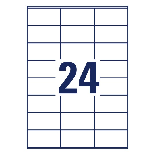 Stansritning, enstaka ark A4, Artikel: 6602, Universaletiketter, format: 70 x 36 mm, 24 etiketter/ark?