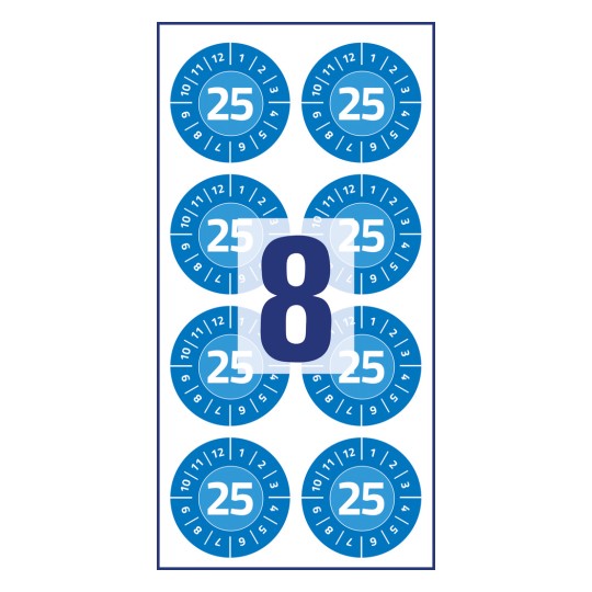 Enkelark, Artikel: 6944-2025, Kontrollmärken, Format: ⌀ 30 mm, 8 kontrollmärken/ark