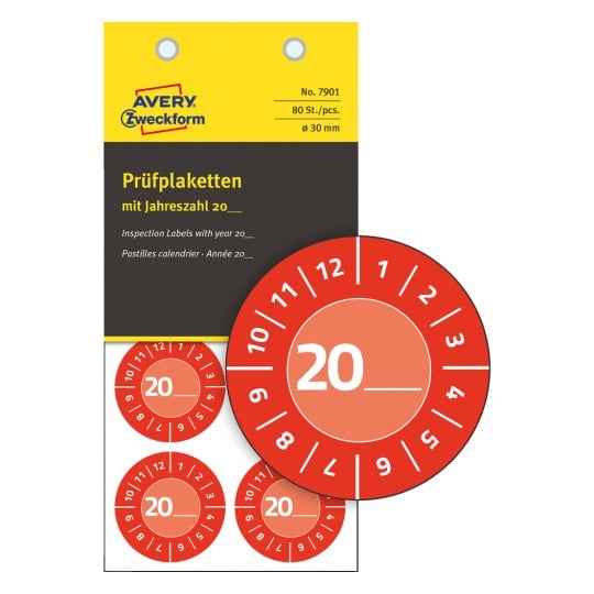 Avbildning enskilt ark, artikel: 7901, kontrollmärken, format: ⌀ 30 mm, 8 kontrollmärken/ark