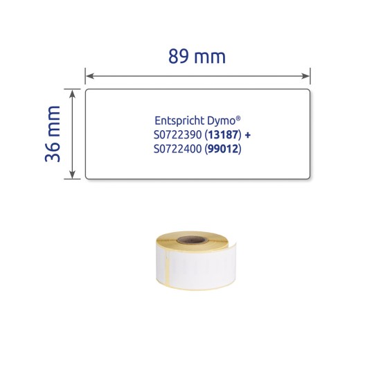 Enkelbild Etikett, Artikel: AS0722390, Rulle-etiketter, Format: 36 x 89 mm, 260 etiketter/rulle?